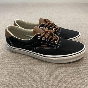 Vans Black and Brown Canvas Low-Top Sneakers with White Sole